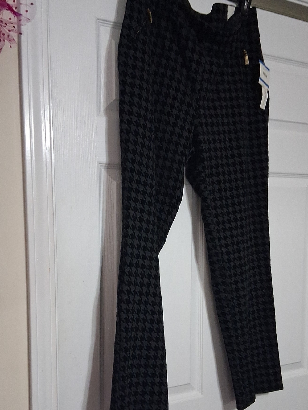Anne Klein Black Houndstooth Stretch Dress Pants Sz XL $42.